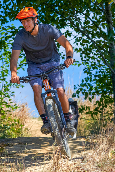 Biker riding mountain bike trails at Seabrook