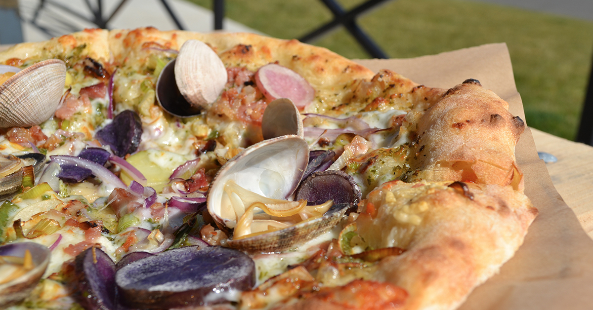 Clam pizza from Frontagers Pizza in Seabrook